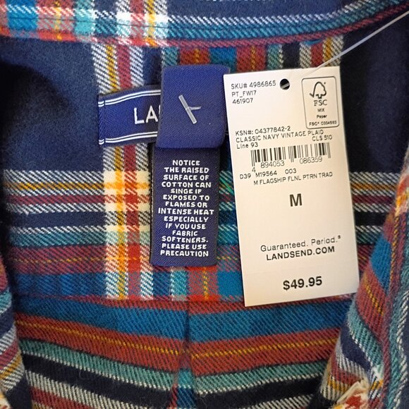 Lands' End Men's Flagship Flannel Shirt Size Medium NWT - Picture 4 of 8